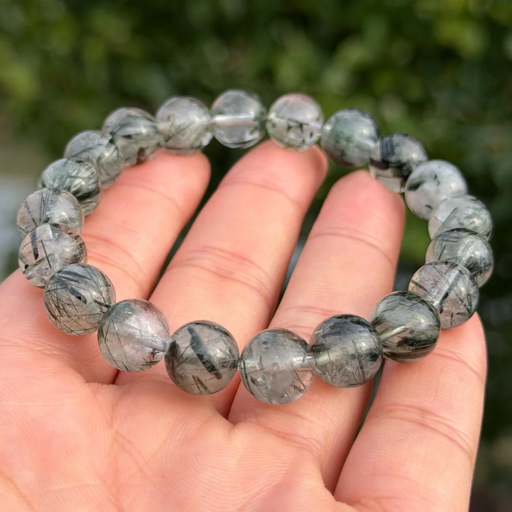 10mm stretchable green rutilated quartz bracelet‎ 1095